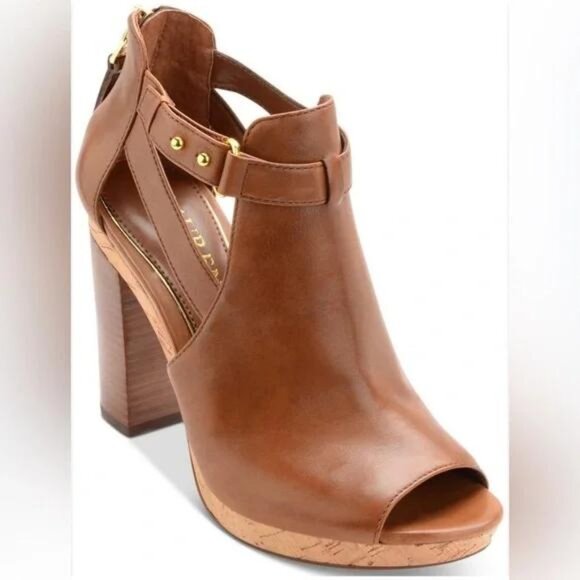 Lauren Ralph Lauren Shoes - LAUREN Ralph Lauren Fiana Peep Toe brown block heel shoes 10